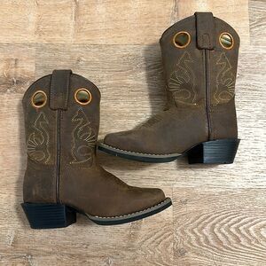 Kids Brown Pull-On Western Boots